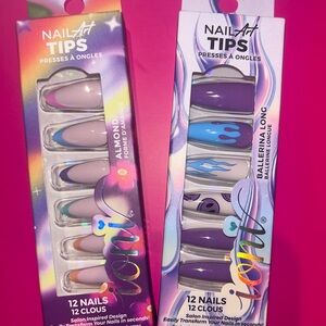 Nail Art Tips Almond and Ballerina Long Press-On Nails